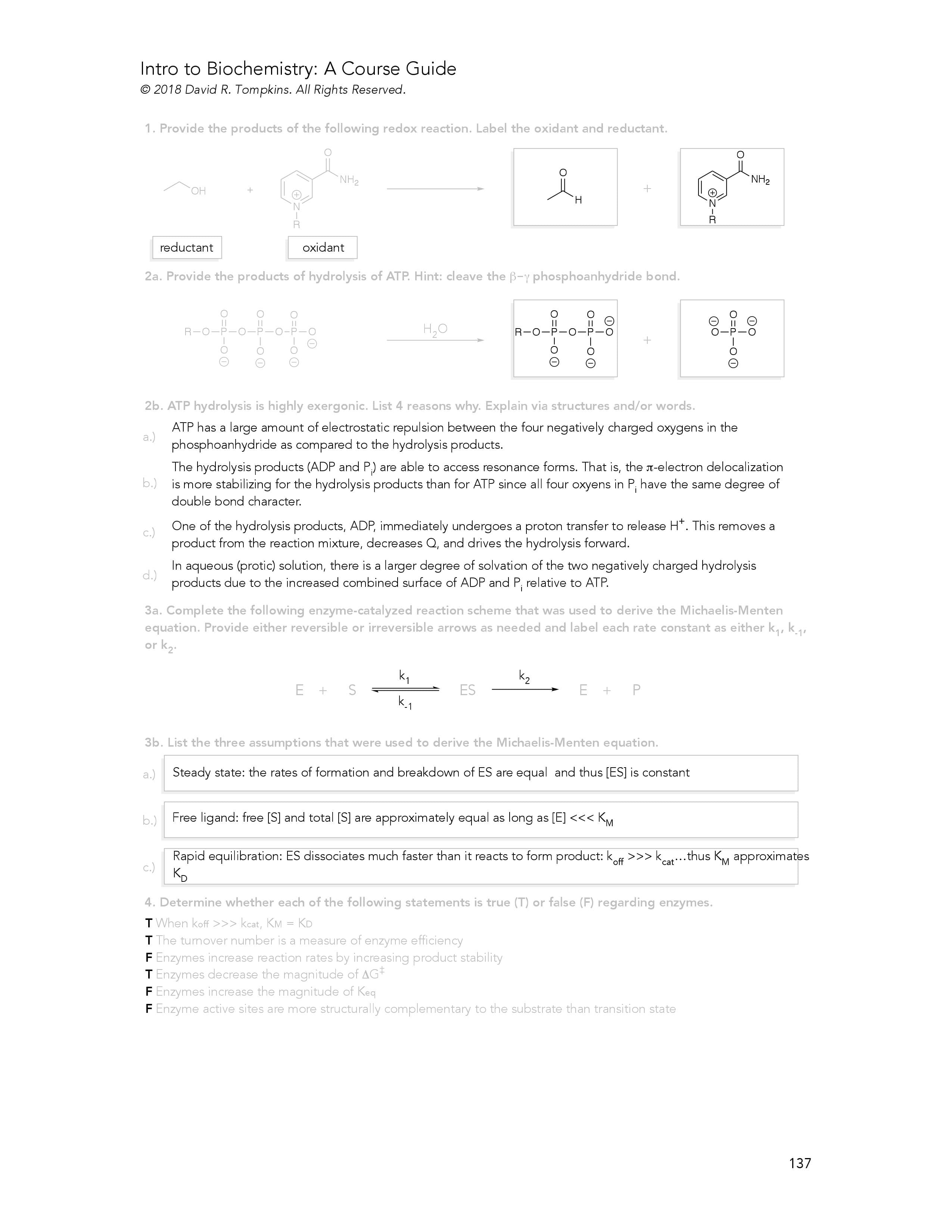Introduction to Biochemistry Course Guide Example Page 5