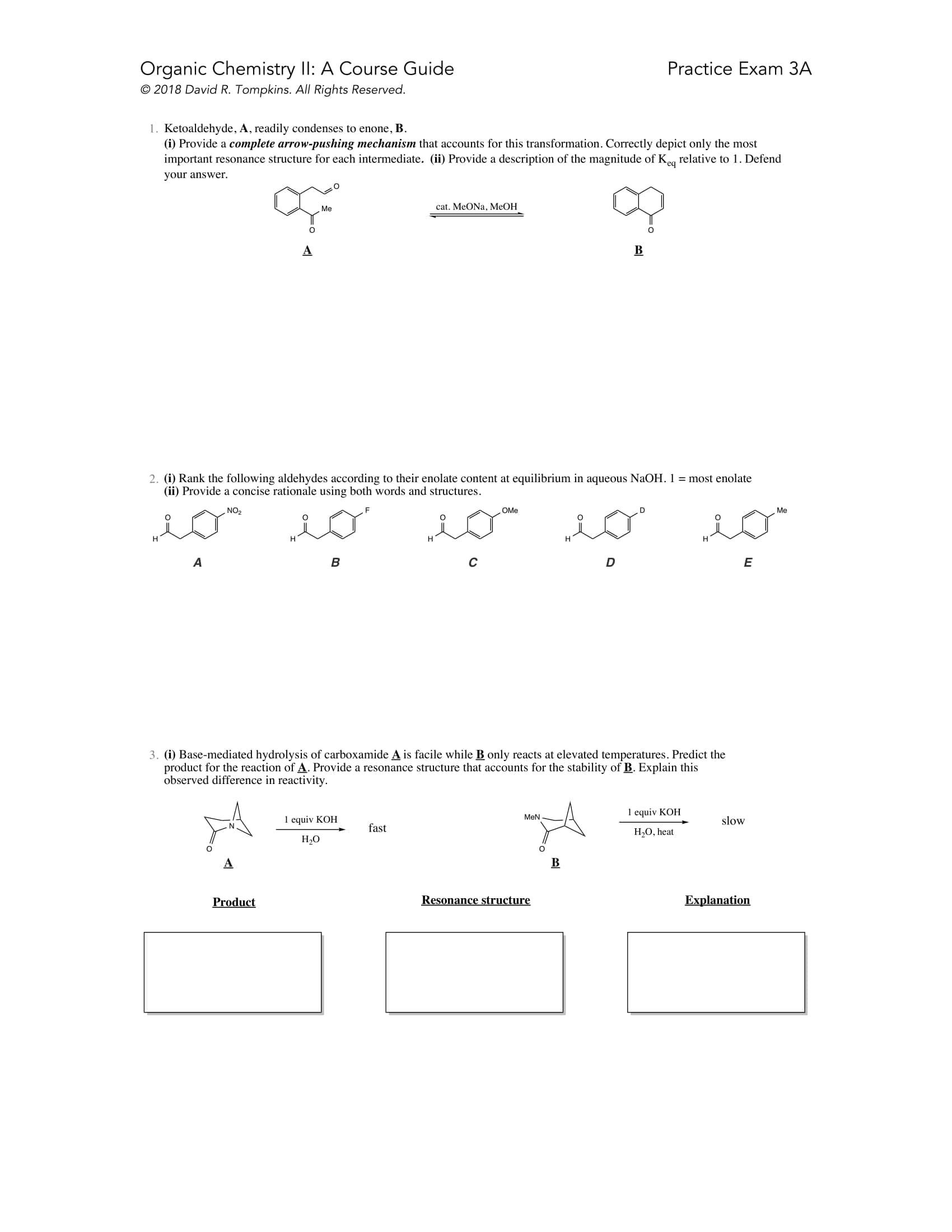 Introduction to Organic Chemistry II Course Guide Example Page 1